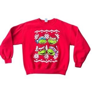Teenage Mutant Ninja Turtles Christmas Crewneck Sweatshirt Red Large